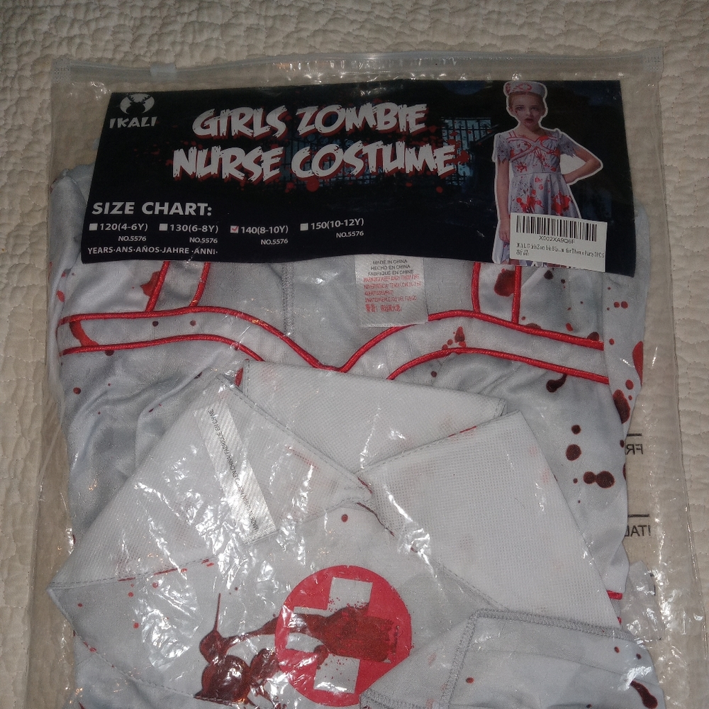 Girls Zombie Nurse Costume 8-10Y